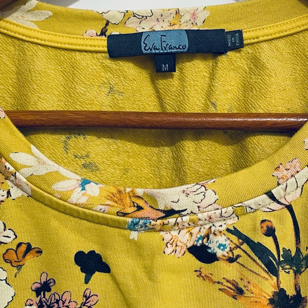 Anthropologie Eva Franco yellow floral print Top M - Picture 7 of 8